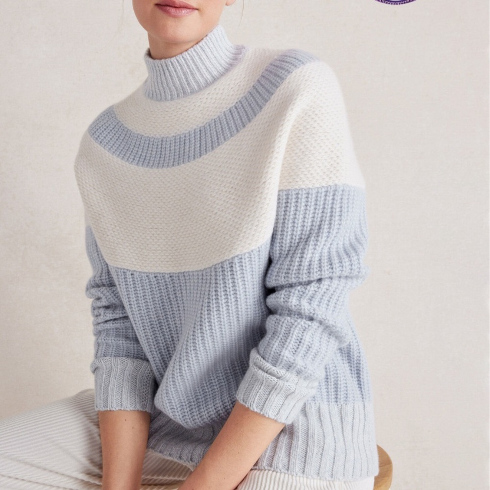 HAVEN WELL WITHIN 100% Cashmere Colorblock Yoke Sweater~Medium